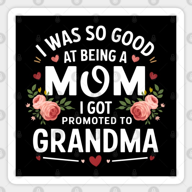 Promoted to Grandma - Hearts & Roses Magnet by MakerMind8.2
